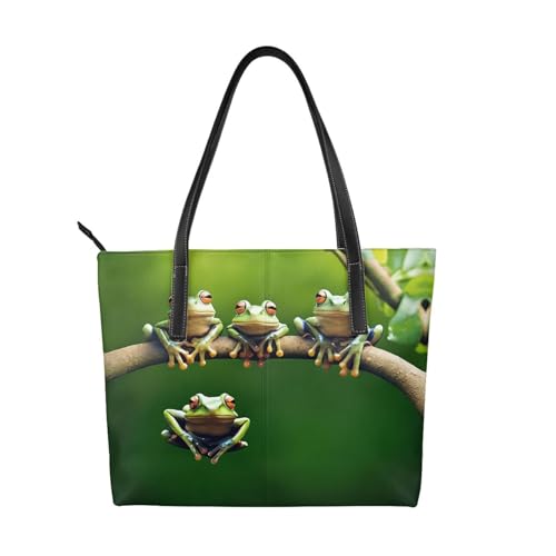 ZWLPNZZD Handtasche mit lustigem Froschdruck, hochwertiges PU-Leder, wasserdicht und langlebig, perfekt für Reisen, Arbeit und Freizeit, Schwarz, Einheitsgröße ZWLPNZZD Handtasche mit lustigem Froschdruck, hochwertiges PU-Leder, wasserdicht und langlebig, perfekt für Reisen, Arbeit und Freizeit, Schwarz, Einheitsgröße von ZWLPNZZD