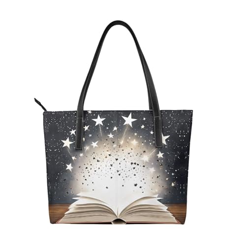 ZWLPNZZD Handtasche mit magischem Buchdruck, hochwertiges PU-Leder, wasserdicht und langlebig, perfekt für Reisen, Arbeit und Freizeit, Schwarz, Einheitsgröße ZWLPNZZD Handtasche mit magischem Buchdruck, hochwertiges PU-Leder, wasserdicht und langlebig, perfekt für Reisen, Arbeit und Freizeit, Schwarz, Einheitsgröße von ZWLPNZZD