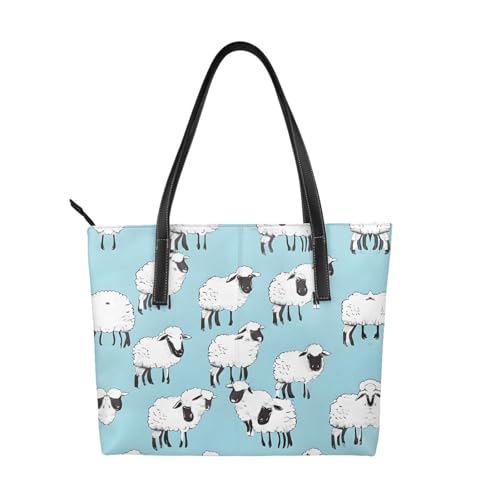 ZWLPNZZD Handtasche mit niedlichem Cartoon-Schaf-Druck, hochwertiges PU-Leder, wasserdicht und langlebig, perfekt für Reisen, Arbeit und Freizeit, Schwarz, Einheitsgröße ZWLPNZZD Handtasche mit niedlichem Cartoon-Schaf-Druck, hochwertiges PU-Leder, wasserdicht und langlebig, perfekt für Reisen, Arbeit und Freizeit, Schwarz, Einheitsgröße von ZWLPNZZD