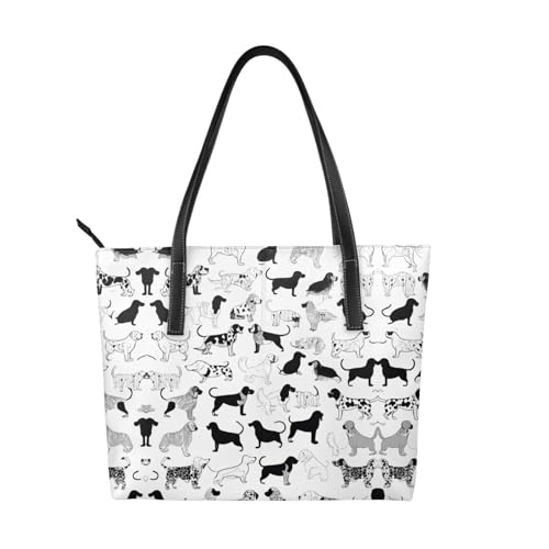 ZWLPNZZD Handtasche mit niedlichem Dackel-Motiv, hochwertiges PU-Leder, wasserdicht und langlebig, perfekt für Reisen, Arbeit und Freizeit, Schwarz, Einheitsgröße ZWLPNZZD Handtasche mit niedlichem Dackel-Motiv, hochwertiges PU-Leder, wasserdicht und langlebig, perfekt für Reisen, Arbeit und Freizeit, Schwarz, Einheitsgröße von ZWLPNZZD