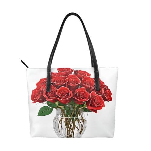 ZWLPNZZD Handtasche mit roten Rosen, hochwertiges PU-Leder, wasserdicht und langlebig, perfekt für Reisen, Arbeit und Freizeit, Schwarz, Einheitsgröße ZWLPNZZD Handtasche mit roten Rosen, hochwertiges PU-Leder, wasserdicht und langlebig, perfekt für Reisen, Arbeit und Freizeit, Schwarz, Einheitsgröße von ZWLPNZZD