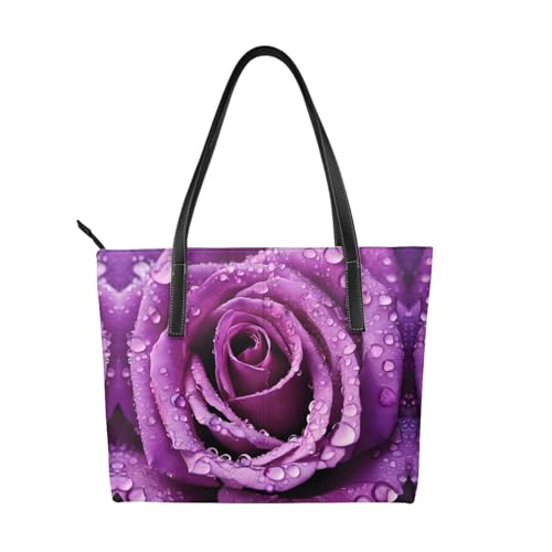 ZWLPNZZD Handtasche mit violettem Rosenmuster, hochwertiges PU-Leder, wasserdicht und langlebig, perfekt für Reisen, Arbeit und Freizeit, Schwarz, Einheitsgröße ZWLPNZZD Handtasche mit violettem Rosenmuster, hochwertiges PU-Leder, wasserdicht und langlebig, perfekt für Reisen, Arbeit und Freizeit, Schwarz, Einheitsgröße von ZWLPNZZD