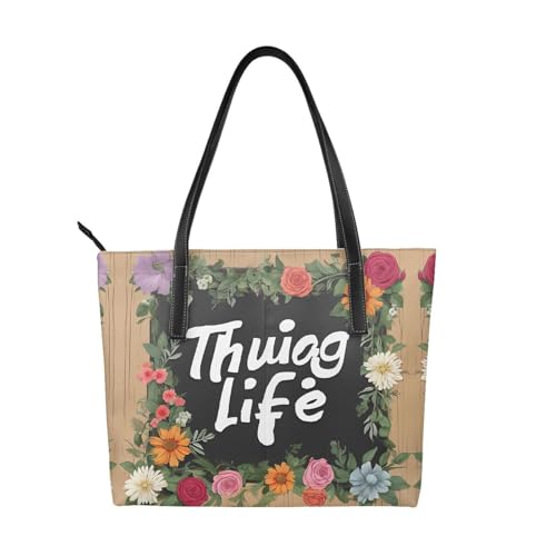 ZWLPNZZD Thug Life Handtasche mit Blumendruck, hochwertiges PU-Leder, wasserdicht und langlebig, perfekt für Reisen, Arbeit und Freizeit, Schwarz, Einheitsgröße ZWLPNZZD Thug Life Handtasche mit Blumendruck, hochwertiges PU-Leder, wasserdicht und langlebig, perfekt für Reisen, Arbeit und Freizeit, Schwarz, Einheitsgröße von ZWLPNZZD