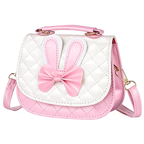 Mädchen Taschen, Kinder Umhängetasche Handtasche Mädchen mit Süße Hasenohren und Schleife Crossbody Geldbörse Brieftasche Umhängetasche Handtasche Verstellbarem Gurt für Mädchen Teens Frauen (Rosa) von ZWOOS