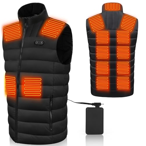 ZWOOS Beheizbare Weste für Herren und Damen, 15 Zonen Heizung Beheizbare Jacke mit 20000 mAh Akku, 3-Gänge, Heizweste für Ski, Fischerei, Wandern, Camping, Maschinenwaschbar (L) von ZWOOS