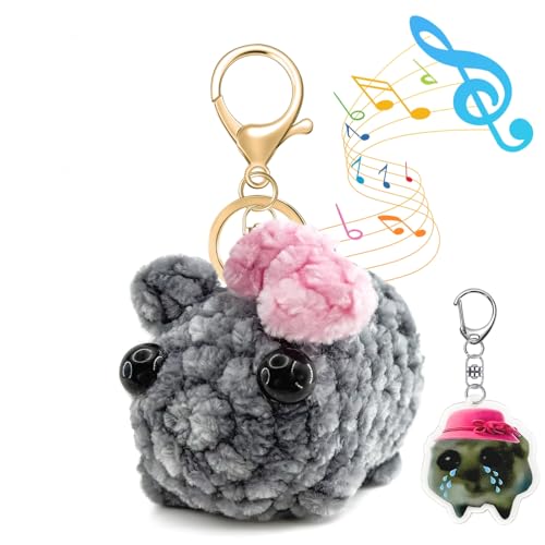 ZWQLZG Sad Hamster Plüschtier, Trauriger Musikalischer Hamster mit Einem Hamster Acryl Schlüsselanhänger, Hamster Kuscheltier Sad Hamster mit sound Handgemachtes Stricken Hamster Spielzeug von ZWQLZG