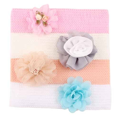 4 Stück Kinder-Haarbänder mit Blumenmuster, Stoff, elastisch, Kopfschmuck für Partys und Spieldates von ZWTPGKRD