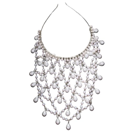 Netz-Stirnbänder mit Perlen, ausgehöhlter Kopfschmuck, elegante Braut-Haarschmuck zur Verschönerung der Abendkleidung von ZWTPGKRD