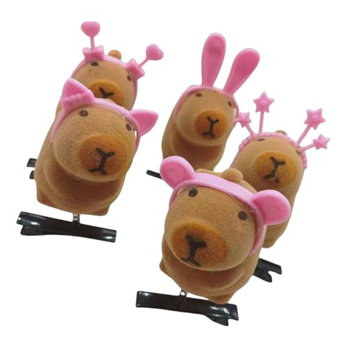 Niedliche Capybaras-Haarnadeln, Plüsch-Cartoon-Haarspange, einzigartiges Tier-Haarteil, geeignet für Schule und Freizeitausflüge, 5 Stück von ZWTPGKRD