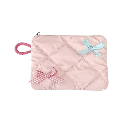 Pearlescents Aufbewahrungstasche mit Schleife, dekoriert, Mehrzweck-Make-up-Toiletry Organizer, tragbare Reise-Kosmetiktasche, Polyester-Organizer-Tasche, B, Einheitsgröße von ZWTPGKRD