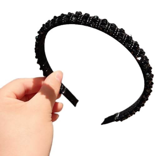 Schimmerndes künstliches Kristall-Haarband für Damen, eleganter französischer Perlen-Haarreif, dünner Haarreif für Abendveranstaltungen, Partys, Abschlussbälle von ZWTPGKRD