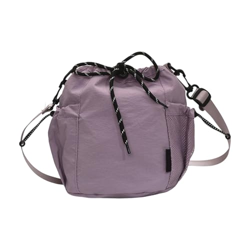 ZWTPGKRD 2025 Eimertasche, leichte Nylon-Handtasche für Damen, lässige Umhängetasche, Umhängetasche mit geräumigem Innenraum, violett, As shown in the picture (error 1-1573cm) von ZWTPGKRD