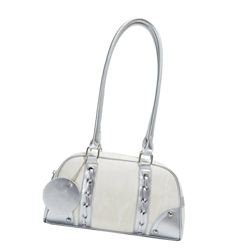 ZWTPGKRD Bowlingtasche im Vintage-Stil, stilvolle Schultertasche mit geräumigem Innenraum und Reißverschlüssen, Unterarmtaschen für Damen, beige, As shown in the picture (error 1-1167cm) von ZWTPGKRD