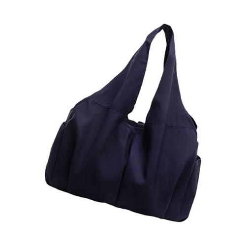 ZWTPGKRD Damen-Handtasche, einfarbig, Drapierung, Nylon, große Kapazität, Unterarmtaschen für Einkaufen, Reisen und Sport, dunkelblau, As shown in the picture (error 1-111cm) von ZWTPGKRD