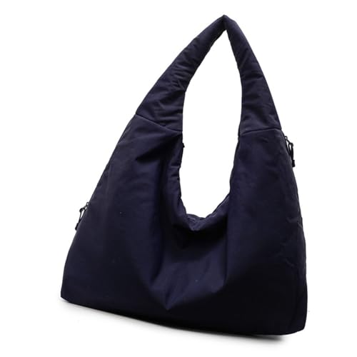 ZWTPGKRD Damen-Handtasche, einfarbig, drapiert, Nylon, große Kapazität, Unterarm-Geldbörse, lässige Tasche für Reisen und Sport, dunkelblau, As shown in the picture (error 1-349cm) von ZWTPGKRD