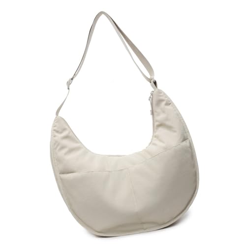 ZWTPGKRD Damen Knödeltasche Nylon Schultertasche einfache Umhängetasche Schultasche große Kapazität Messenger-Tasche für den Alltag, beige, As shown in the picture (error 1-524cm) von ZWTPGKRD