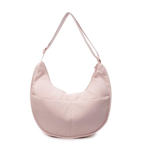 ZWTPGKRD Damen Knödeltasche Nylon Schultertasche einfache Umhängetasche Schultasche große Kapazität Messenger-Tasche für den Alltag, rose, As shown in the picture (error 1-528cm) von ZWTPGKRD