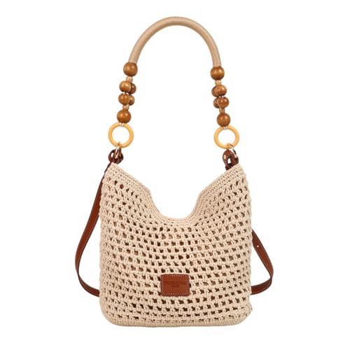 ZWTPGKRD Damen-Umhängetasche, gehäkelt, Strandtasche, Achseltasche, Stroh, Handtasche, passend für Shopping, Dating, Urlaub, Braun: S, As shown in the picture (error 1-1154cm) von ZWTPGKRD