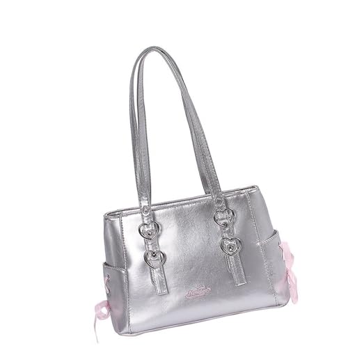 ZWTPGKRD Damen-Umhängetasche, stilvolle Handtasche, großes Fassungsvermögen, Rucksack, Pendler, schöne Schleifen, Crossbody-Tasche für Pendler, silber, As shown in the picture (error 1-1380cm) von ZWTPGKRD