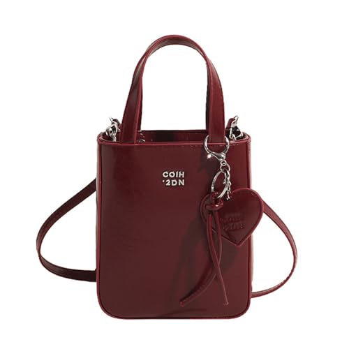ZWTPGKRD Damen-Umhängetasche, stilvolle Tasche mit Tragegriff oben, kleine quadratische Tasche, PU-Leder, Handtasche, Retro-Kuriertasche, rot, As shown in the picture (error 1-805cm) von ZWTPGKRD