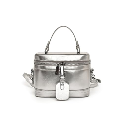ZWTPGKRD Damen-Umhängetasche, stilvolle Umhängetasche, PU-Leder, Handtasche, einfarbig, Kuriertasche, modische Tasche mit Tragegriff oben, silber, As shown in the picture (error 1-463cm) von ZWTPGKRD