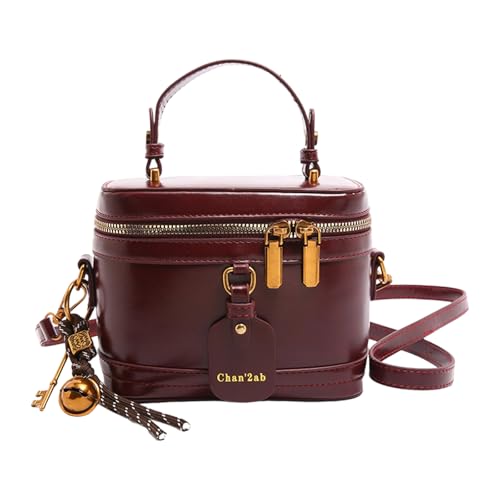 ZWTPGKRD Damen-Umhängetasche, stilvolle Umhängetasche, Reise-Make-up-Tasche, modische Kuriertasche, PU-Leder, Eimertasche für die tägliche Arbeit, claret, As shown in the picture (error 1-937cm) von ZWTPGKRD