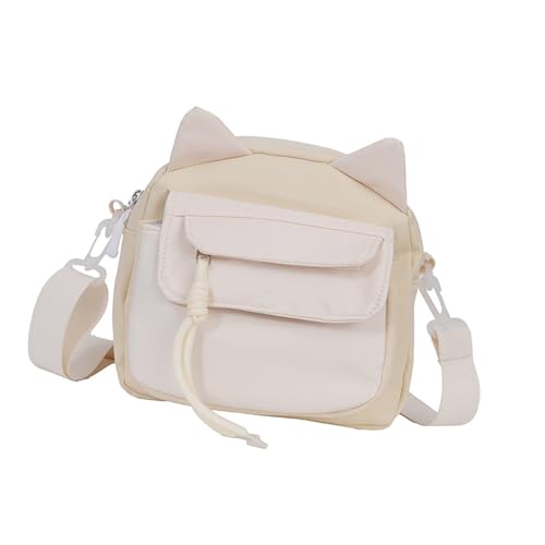 ZWTPGKRD Damen-Umhängetasche aus Nylon, verstellbarer Riemen, Katzenohren, kleine Schultertasche, mit Reißverschluss, für verschiedene Anlässe, gelb, As shown in the picture (error 1-970cm) von ZWTPGKRD