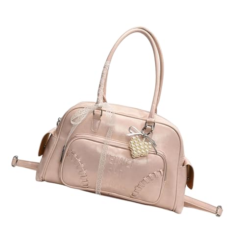 ZWTPGKRD Damen Umhängetasche mit Schleifen und Spitzendetail PU Leder Handtasche Mode Achseltaschen für den täglichen Gebrauch, rose, As shown in the picture (error 1-391cm) von ZWTPGKRD