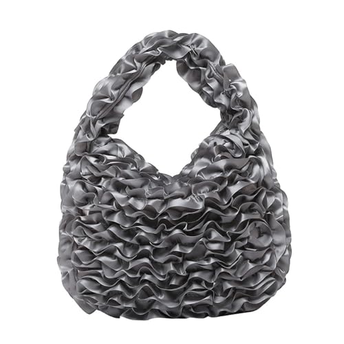 ZWTPGKRD Einzigartiges Plissee-Design, Polyester-Handtasche für Damen, großes Fassungsvermögen, praktisch für Arbeit, Pendeln, Reisen, Einkaufen, Alltag, grau, As shown in the picture (error 1-955cm) von ZWTPGKRD