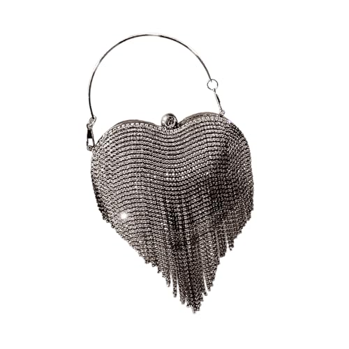 ZWTPGKRD Elegante Abendtasche in Herzform mit abnehmbarem Kettenriemen, Schultertasche für Partys und besondere Anlässe, Schwarz , As shown in the picture (error 1-1164cm) von ZWTPGKRD