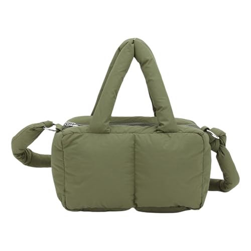 ZWTPGKRD Gesteppte Puffertasche für Damen, weiche Daunen, gepolsterte Schultertasche, Umhängetasche, Handtasche mit abnehmbarem Riemen, armee-grün, As shown in the picture (error 1-554cm) von ZWTPGKRD