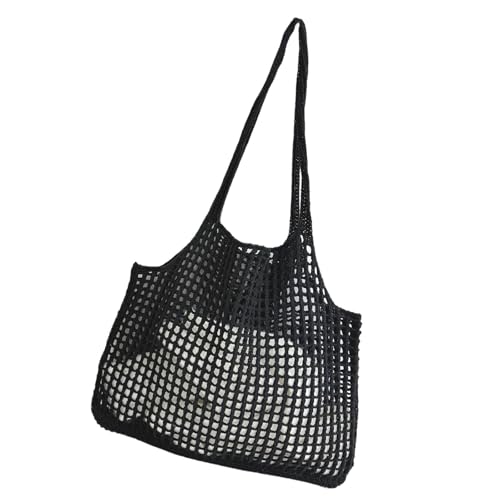 ZWTPGKRD Häkel-Umhängetasche für Damen, große Kapazität, Handtasche, ausgehöhltes Design für Strandurlaub oder den täglichen Gebrauch, Schwarz , As shown in the picture (error 1-1181cm) von ZWTPGKRD