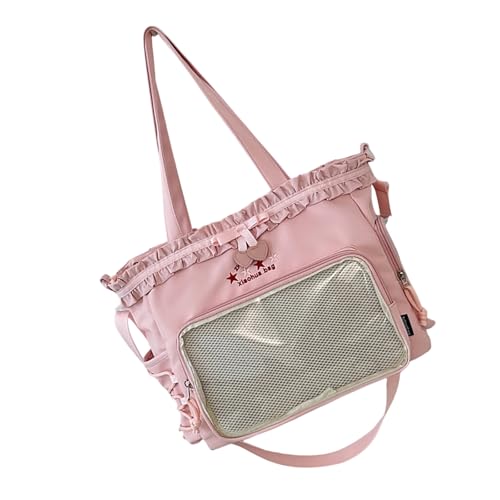 ZWTPGKRD Itabag Umhängetasche von Itabag, transparent, großes Fassungsvermögen, Schultertasche, Pendlertasche, gerüschte Spitze, Schleifen, Kuriertasche, Schultasche, rose, As shown in the picture von ZWTPGKRD