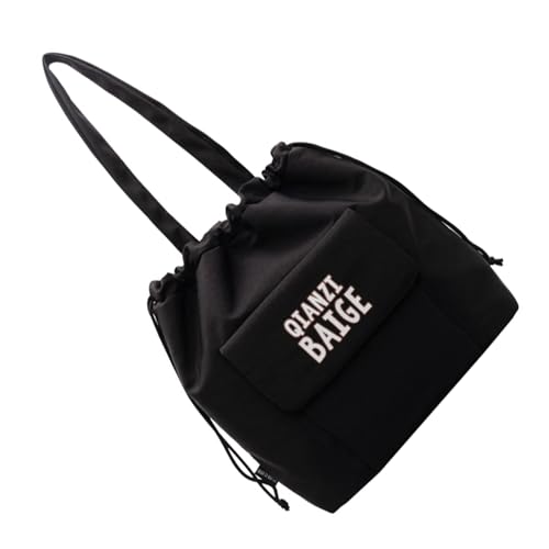 ZWTPGKRD Lässige Tasche mit Kordelzug, große Kapazität, ästhetische Handtasche, Schultertasche mit Tragegriff oben, für Damen und Mädchen, modisch für Damen, Schwarz , One Size ZWTPGKRD Lässige Tasche mit Kordelzug, große Kapazität, ästhetische Handtasche, Schultertasche mit Tragegriff oben, für Damen und Mädchen, modisch für Damen, Schwarz , One Size von ZWTPGKRD