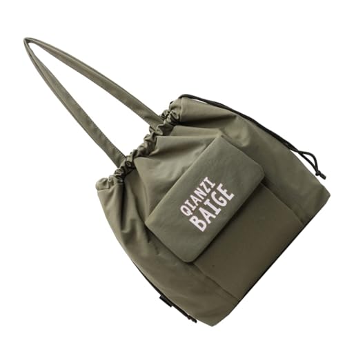 ZWTPGKRD Lässige Tasche mit Kordelzug, große Kapazität, ästhetische Handtasche, Schultertasche mit Tragegriff oben, für Damen und Mädchen, modisch für Damen, armee-grün, One Size von ZWTPGKRD