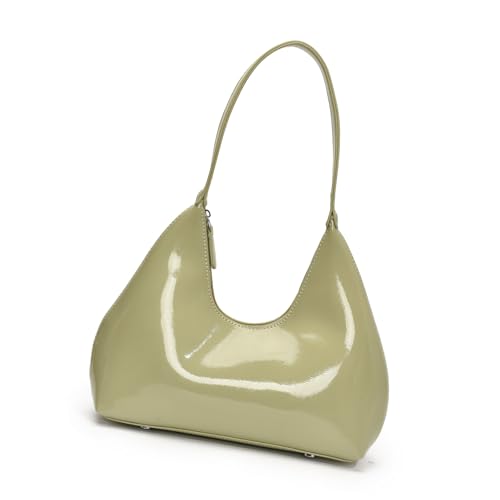 ZWTPGKRD Luxuriöse PU-Umhängetasche, modische Schultertaschen, lässige Unterarm-Geldbörse mit glänzendem Finish für Shopping und Dating, grün, As shown in the picture (error 1-356cm) von ZWTPGKRD