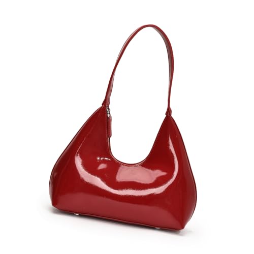 ZWTPGKRD Luxuriöse PU-Umhängetasche, modische Schultertaschen, lässige Unterarm-Geldbörse mit glänzendem Finish für Shopping und Dating, rot, As shown in the picture (error 1-359cm) von ZWTPGKRD