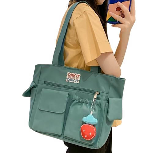 ZWTPGKRD Mehrzweck-Schultertasche aus Nylon mit reichlich Stauraum und Organisationstaschen, Reißverschluss, großes Fassungsvermögen, Unisex-Schultertasche, grün, One Size von ZWTPGKRD