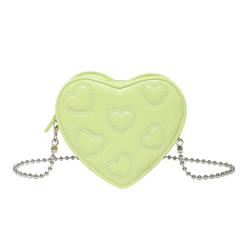 ZWTPGKRD Modische Handtasche in Herzform, bestickt, Crossbody-Tasche für Damen, PU-Leder, kleine Umhängetasche mit abnehmbarem Kettenriemen, grün, As shown in the picture (error 1-986cm) von ZWTPGKRD