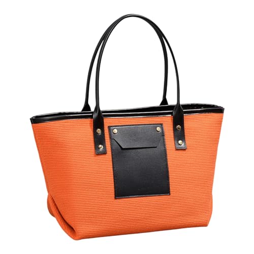 ZWTPGKRD Modische übergroße Strandtasche für Damen, Doppelgriff, gewebte Schultertaschen für Reisen, Fitnessstudio, Einkaufen und Urlaub, Farbe: Orange, As shown in the picture (error 1-1307cm) von ZWTPGKRD