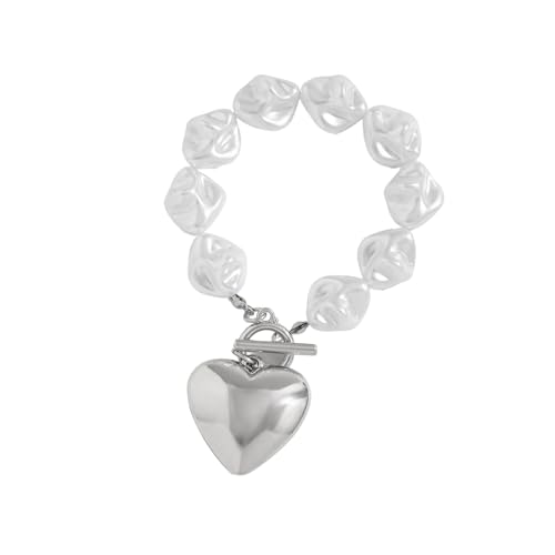 ZWTPGKRD Modisches herzförmiges, durchbrochenes Perlen-Schmuck-Set mit stabiler Nachahmung für stilvolle Damen-Freizeitkleidung, A, Wie beschrieben, Wie beschrieben von ZWTPGKRD