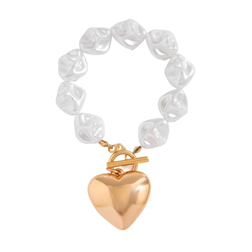 ZWTPGKRD Modisches herzförmiges, durchbrochenes Perlen-Schmuck-Set mit stabiler Nachahmung für stilvolle Damen-Freizeitkleidung, necklace, Wie beschrieben, Wie beschrieben von ZWTPGKRD