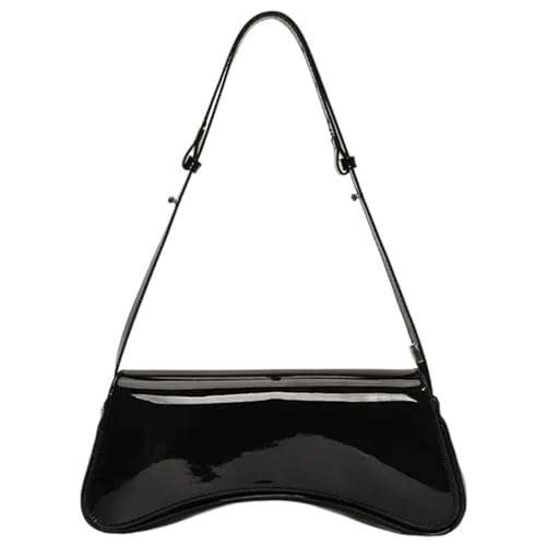 ZWTPGKRD Schultertasche für Damen, trendige, einfache Hoboes-Handtasche, PU-Leder, Unterarm-Geldbörse, modische Clutches Geldbörse mit Reißverschluss, Schwarz , As shown in the picture (error 1-322cm) von ZWTPGKRD