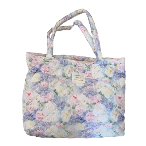 ZWTPGKRD Schultertasche mit Blumendruck, gesteppt, Handtasche, französische Stile, Achseltasche, große Kapazität, Einkaufstasche, Studenten, Schultasche ZWTPGKRD Schultertasche mit Blumendruck, gesteppt, Handtasche, französische Stile, Achseltasche, große Kapazität, Einkaufstasche, Studenten, Schultasche von ZWTPGKRD