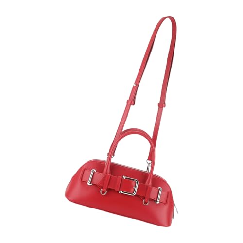 ZWTPGKRD Stilvolle Umhängetasche für Damen, PU-Leder, Kuriertasche, Umhängetasche, Bowlingtasche, modische Handtasche, Einkaufstasche, rot, As shown in the picture (error 1-85cm) von ZWTPGKRD