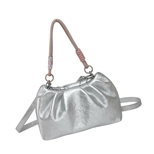 ZWTPGKRD Stilvolle gerüschte Umhängetasche aus strukturiertem PU-Leder mit verstellbarem Riemen, Schultertasche, Handtasche für den täglichen Gebrauch, silber, As shown in the picture (error 1-1172cm) ZWTPGKRD Stilvolle gerüschte Umhängetasche aus strukturiertem PU-Leder mit verstellbarem Riemen, Schultertasche, Handtasche für den täglichen Gebrauch, silber, As shown in the picture (error 1-1172cm) von ZWTPGKRD