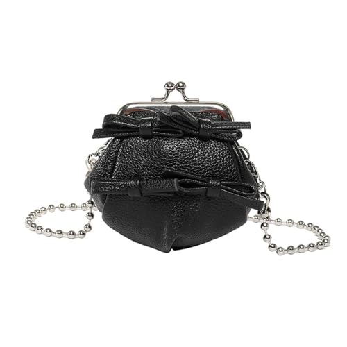 ZWTPGKRD Trendige kleine Umhängetasche für Damen, PU-Leder, kompakte Lippenstift-Geldbörse mit Metallkettenriemen, Schwarz , As shown in the picture (error 1-1255cm) von ZWTPGKRD