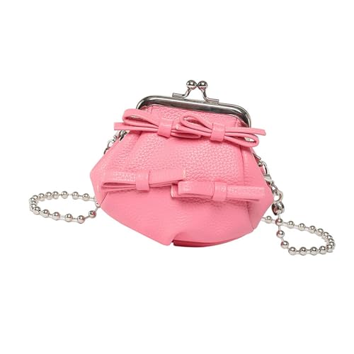 ZWTPGKRD Trendige kleine Umhängetasche für Damen, PU-Leder, kompakte Lippenstift-Geldbörse mit Metallkettenriemen, rose, As shown in the picture (error 1-1256cm) von ZWTPGKRD