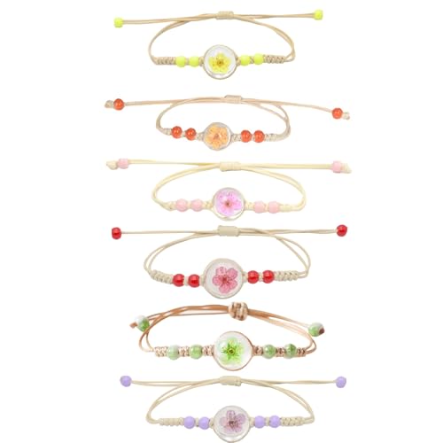 6 Stück Freundschaftsarmbänder Kinder Mädchen Mitgebsel Kindergeburtstag 6 7 8 9 10 11 Jahre, Weihnachten kleinigkeiten für adventskalender füllung Geflochten Bunte Blumen Verstellbare von ZWWOGE