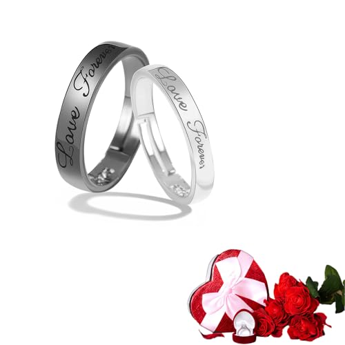 ZWWOGE 1 Paar Ringe Edelstahl Partnerringe Freundschaftsringe Eheringe Trauringe Verlobungsringe Hochzeit Band partner ringe für sie und ihn "love forever" Trauringe von ZWWOGE